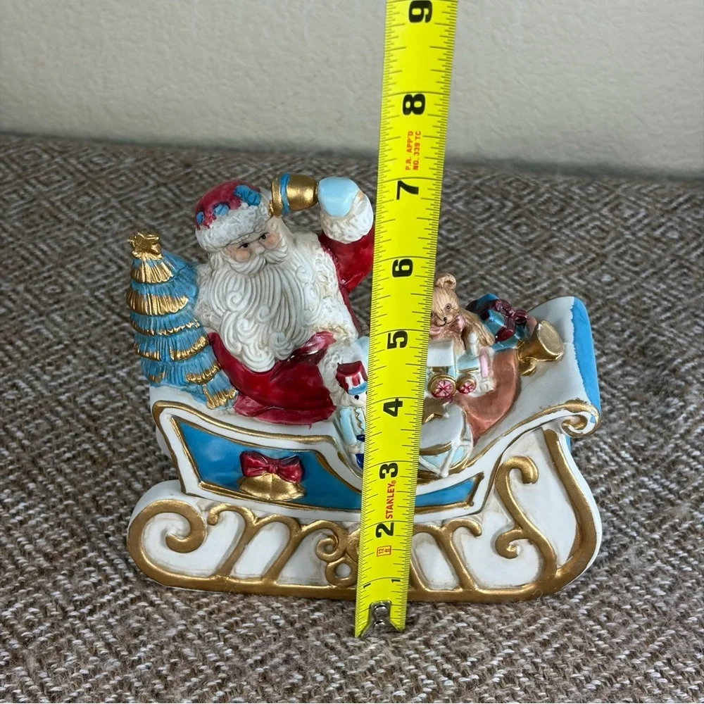 Vtg Christmas Kurt Adler Santa Sleigh Ceramic Music Box 1990 Decor Gift Work EUC